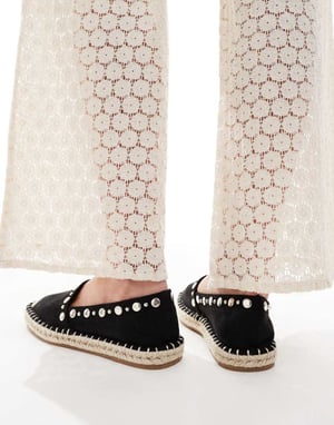 ASOS DESIGN Jeanie closed toe studded espadrilles in black