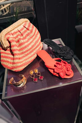 Topshop Ish kitten heeled sandal with knitted flower in black