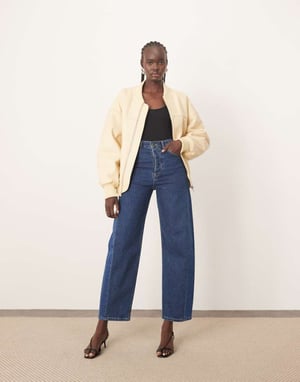 ARRANGE Eden denim barrel jean with tapered leg in mid blue