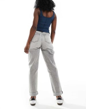ASOS DESIGN high rise relaxed mom jeans in grey