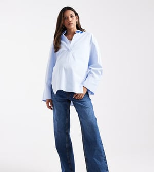 ASOS DESIGN Maternity baggy jeans in dark blue