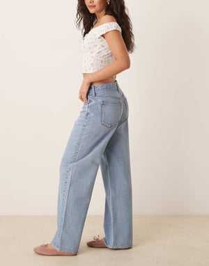 Abercrombie & Fitch curve love low rise ultra loose jeans in light wash