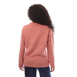 Gant Dames-trui van lamswol met ronde hals en normale pasvorm (Roze)