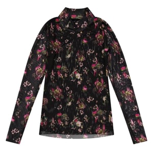 Ted Baker Dames Bloemen Hoge Hals Top (Zwart)