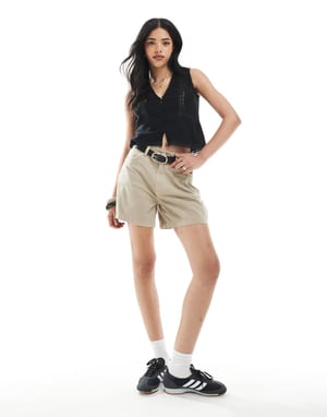 ASOS DESIGN denim longline A line short in light manuka