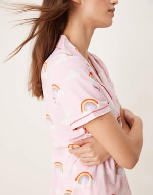 Urban Threads revere pyjama short sleeve shirt and shorts in rainbow print
