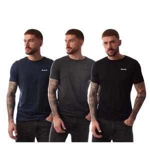 Bench Heren Logo Katoenen T-Shirt (Pak van 3) (Marine/Grijs/Zwart)