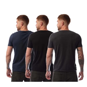 Bench Heren Logo Katoenen T-Shirt (Pak van 3) (Marine/Grijs/Zwart)
