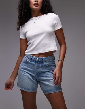 Topshop Hourglass denim Editor shorts in bleach