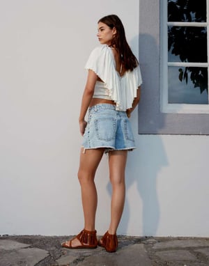 ASOS DESIGN denim A line short in lightwash blue