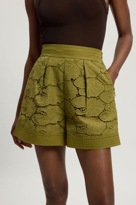 Cutwork Cotton Woven Short