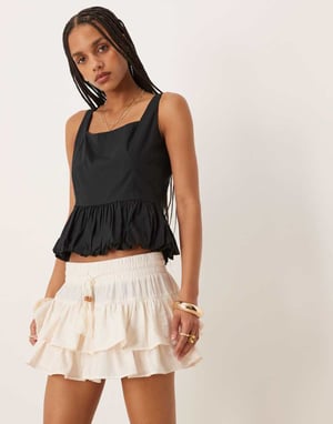 ASOS DESIGN pull on knicker shorts with ruffle detail in cream