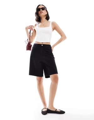 Miss Selfridge denim jort in black wash