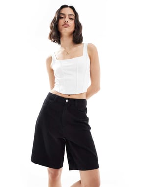 Miss Selfridge denim jort in black wash