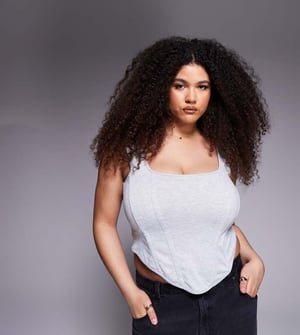 ASOS DESIGN Curve square neck corset top in grey marl