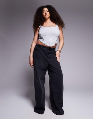 ASOS DESIGN Curve square neck corset top in grey marl