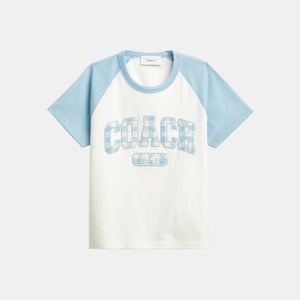 Gingham Sporty Raglan T-Shirt In Organic Cotton