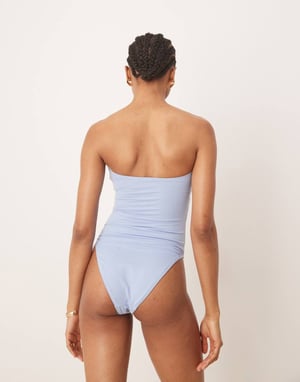 ASOS DESIGN Tall Maya sleek bandeau padded swimsuit in blue