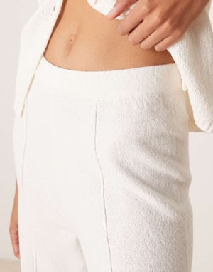 ASOS DESIGN knitted wide leg trouser co-ord in white