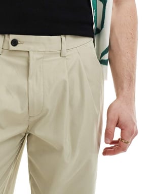 Jack & Jones bill wide fit pleated trouser in beige