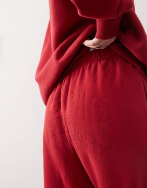 Pacsun washed embroidered joggers co-ord in red