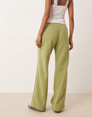 Abercrombie & Fitch mid rise wide leg jogger in sage green