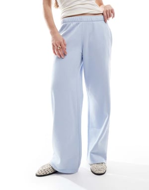 Hollister mid rise wide leg graphic joggers in baby blue