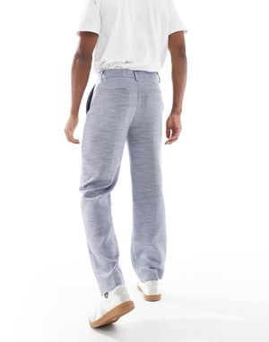 ASOS DESIGN straight leg suit trousers in blue texture