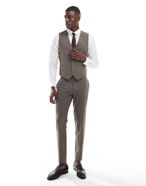 ASOS DESIGN skinny suit trousers in mink brown