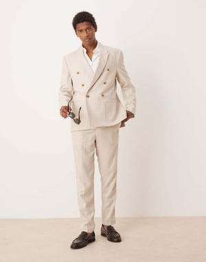 ASOS DESIGN tapered linen blend suit trousers