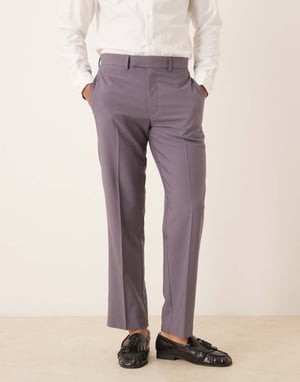 ASOS DESIGN straight leg suit trousers in purple