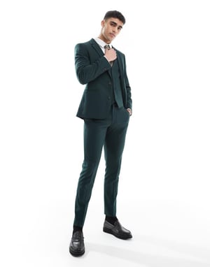 ASOS DESIGN skinny suit trousers in dark green