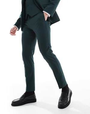 ASOS DESIGN skinny suit trousers in dark green