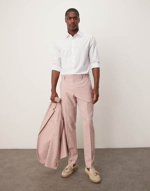 ASOS DESIGN wedding skinny suit trousers in pink texture