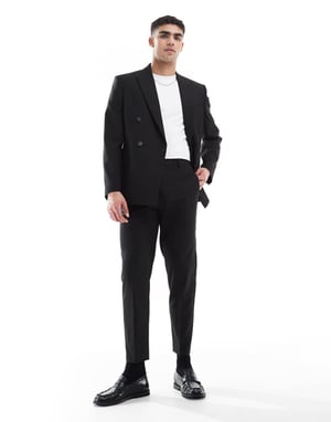 ASOS DESIGN tapered suit trousers in black