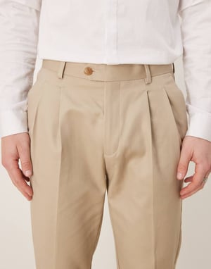 ASOS DESIGN smart tapered cotton chino trousers in camel