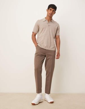 ASOS DESIGN smart tapered fit trousers in brown