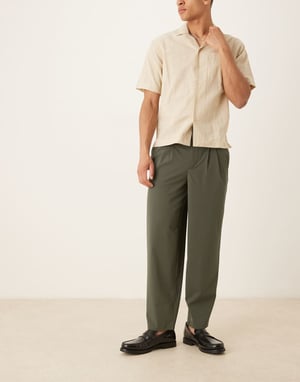 ASOS DESIGN oversized tapered trouser in green