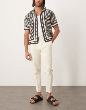 ASOS DESIGN smart tapered cotton chino trousers in white