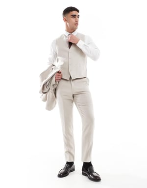 French Connection linen formal suit trousers co-ord in stone