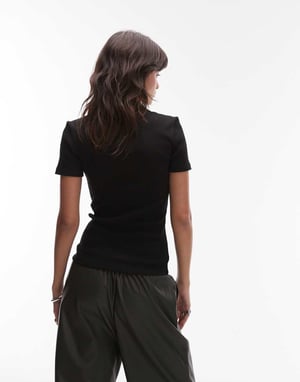 Lacoste ribbed polo shirt in black