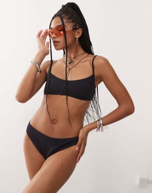 COLLUSION mix and match crinkle bikini bottom in black