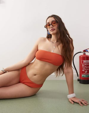 COLLUSION mix and match crinkle bikini bottom in burnt orange