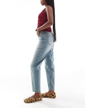 Miss Selfridge highwaist mom jean in dirty wash