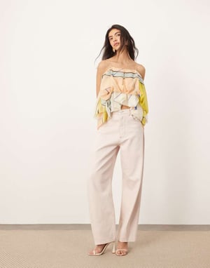 ARRANGE Eden denim barrel leg high waist jean in light pink