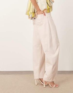 ARRANGE Eden denim barrel leg high waist jean in light pink