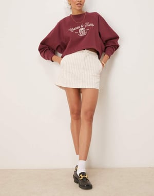 Dickies service mini work skirt with stripes in off white
