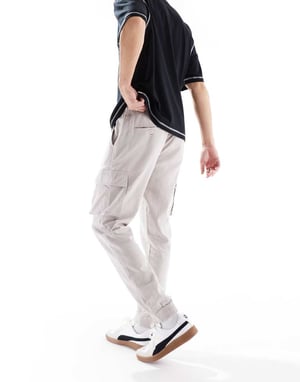 French Connection cargo pocket linen trousers in stone