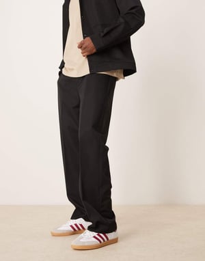 ASOS DESIGN smart co-ord straight trousers in black with elasticated waist