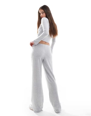Cotton On super soft ribbed straight leg lounge trouser in grey